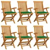 Image de vidaXL Chaises de jardin avec coussins vert lot de 6 Bois teck massif3062546