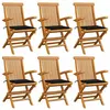 Image de vidaXL Chaises de jardin avec coussins noir lot de 6 Bois teck massif3062548
