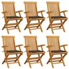 Image de vidaXL Chaises de jardin avec coussins taupe lot de 6 Bois teck massif