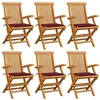 Image de vidaXL Chaises de jardin coussins rouge bordeaux lot de 6 Teck massif