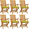 Image de vidaXL Vidaxl Chaises De Jardin Avec Coussins Vert Vif Lot De 6 Bois Teck
