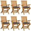 Image de vidaXL Chaises de jardin avec coussins anthracite lot de 6 Bois teck