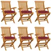 Image de vidaXL Chaises de jardin coussins rouge bordeaux lot de 6 Teck massif