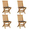 Image de vidaXL Chaises de jardin et coussins anthracite lot de 4 Bois de teck