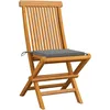 Image de vidaXL Vidaxl Chaises De Jardin Et Coussins Gris Lot De 4 Bois De Teck Massif