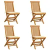 Image de vidaXL Chaises de jardin et coussins crème lot de 4 Bois teck massif3062570