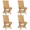 Image de vidaXL Chaises de jardin et coussins beige lot de 4 Bois teck massif