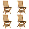 Image de Vidaxl Chaises De Jardin Et Coussins Taupe Lot De 4 Bois Teck Massif