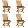 Image de vidaXL Chaises de jardin et coussins anthracite lot de 4 Bois de teck