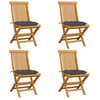 Image de Yueyinnkeji Chaises De Jardin Avec Coussins Anthracite 4 Pcs Bois De Teck Type2