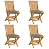Image de Vidaxl Chaises De Jardin Avec Coussins Gris 4 Pcs Bois De Teck Massif