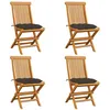 Image de vidaXL Chaises de jardin et coussins taupe lot de 4 Bois teck massif3062591