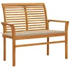 Image de Vidaxl Banc De Jardin Avec Coussin Beige 112 Cm Bois De Teck Massif