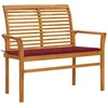 Image de Vidaxl Banc De Jardin Avec Coussin Rouge Bordeaux 112 Cm Teck Massif