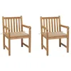 Image de vidaXL Chaises de jardin lot de 2 et coussins beige Bois teck massif3062733