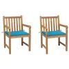 Image de vidaXL Chaises de jardin lot de 2 et coussins bleu Bois de teck massif