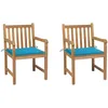 Image de vidaXL Vidaxl Chaises De Jardin 2 Pcs Avec Coussins Bleu Bois De Teck Massif