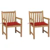 Image de Prolenta Premium - Chaises De Jardin 2 Pcs Avec Coussins Rouge Bois De Teck Massif