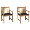 Image de vidaXL Chaises de jardin lot de 2 et coussins noir Bois de teck massif