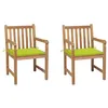 Image de vidaXL Chaises de jardin lot de 2 avec coussins vert vif Teck massif3062741