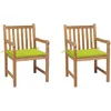 Image de vidaXL Vidaxl Chaises De Jardin Lot De 2 Avec Coussins Vert Vif Teck Massif