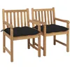 Image de vidaXL Vidaxl Chaises De Jardin 2 Pcs Avec Coussins Noir Bois De Teck Massif