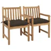 Image de vidaXL Chaises de jardin lot de 2 et coussins taupe Bois teck massif