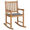 Image de vidaXL Chaise à bascule avec coussin gris Bois de teck solide3062758