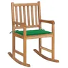 Image de vidaXL Chaise à bascule avec coussin vert Bois de teck solide3062762