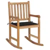 Image de vidaXL Chaise à bascule avec coussin noir Bois de teck solide3062764