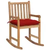 Image de vidaXL Chaise à bascule avec coussin rouge Bois de teck solide3062778