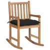 Image de vidaXL Chaise à bascule avec coussin noir Bois de teck solide3062779