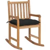 Image de vidaXL Vidaxl Chaise À Bascule Avec Coussin Noir Bois De Teck Solide