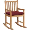 Image de vidaXL Chaise À Bascule Avec Coussin Rouge Bordeaux Bois De Teck - Vidaxl