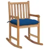 Image de vidaXL Chaise à bascule avec coussin bleu Bois de teck solide