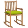 Image de vidaXL Chaise à bascule avec coussin vert vif Bois de teck solide3062783