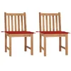 Image de vidaXL Chaises de jardin lot de 2 avec coussins Bois de teck massif3062922