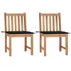 Image de vidaXL Chaises de jardin lot de 2 avec coussins Bois de teck massif