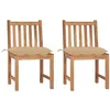 Image de vidaXL Chaises de jardin lot de 2 avec coussins Bois de teck massif