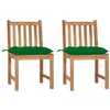 Image de vidaXL Chaises de jardin lot de 2 avec coussins Bois de teck massif