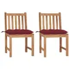 Image de vidaXL Chaises de jardin lot de 2 avec coussins Bois de teck massif3062940