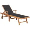 Image de Vidaxl Chaise Longue Avec Coussin Anthracite Bois De Teck Solide