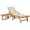 Image de vidaXL Vidaxl Chaise Longue Avec Table Et Coussin Bois De Teck Solide