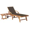 Image de vidaXL Vidaxl Chaise Longue Avec Table Et Coussin Bois De Teck Solide