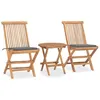 Image de vidaXL Ensemble à manger d'extérieur pliable avec coussin 3 pcs Teck3063172