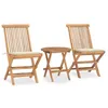 Image de vidaXL Mobilier à dîner d'extérieur pliable avec coussin 3 pcs Teck