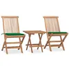 Image de vidaXL Mobilier à dîner d'extérieur pliable avec coussin 3 pcs Teck