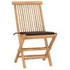Image de vidaXL Ensemble Ã  manger d'extÃ©rieur pliable avec coussin 3 pcs Teck