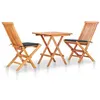 Image de vidaXL Ensemble de bistro 3 pcs avec coussins anthracite Bois de teck