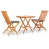Image de vidaXL Ensemble de bistro 3 pcs avec coussins gris Bois de teck massif